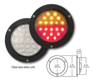 LED Combination Lamp 4" Stop Tail Turn with flange mount and 2metre Cable