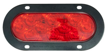 Lumenx Red Stop-Tail Light 6.5 Inch Flange Mount 10 LED Multi-volt