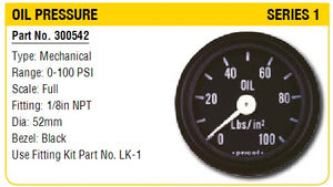 Oil Pressure Gauge 0-100 S1 BB Mechanical