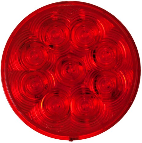 Lumenx Red Stop-Tail Light 4 Inch Round Grommet Mount 9 LED Multi-volt