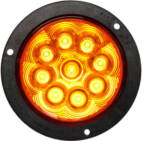 Lumenx Amber Turn Light 4 Inch Round Flange Mount 9 LED Multi-volt