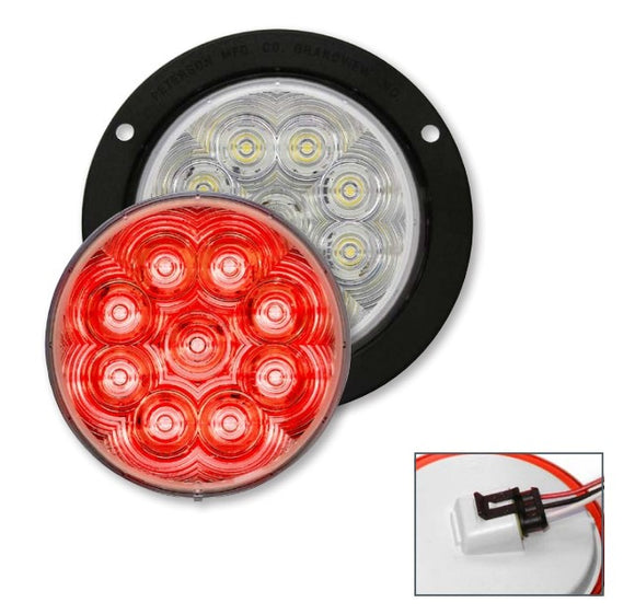 Lumenx Red Stop-Turn-Tail Light Clear Lens 4 Inch Round Flange Mount 9 LED Multi-volt