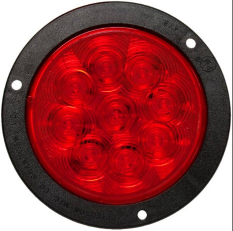 Lumenx Red Stop-Tail Light 4 Inch Round Flange Mount 9 LED Multi-volt