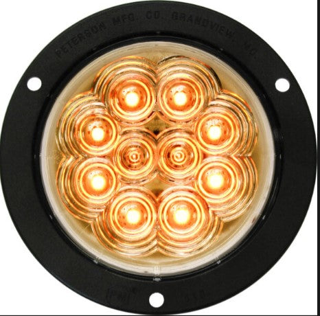 LED Amber Turn Light 4 Inch Round Flange Mount 10 LED Multi-volt